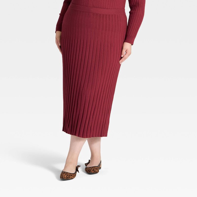 slide 1 of 3, Women's Ribbed Mini Sweater Skirt - A New Day™ Maroon XXL, 1 ct