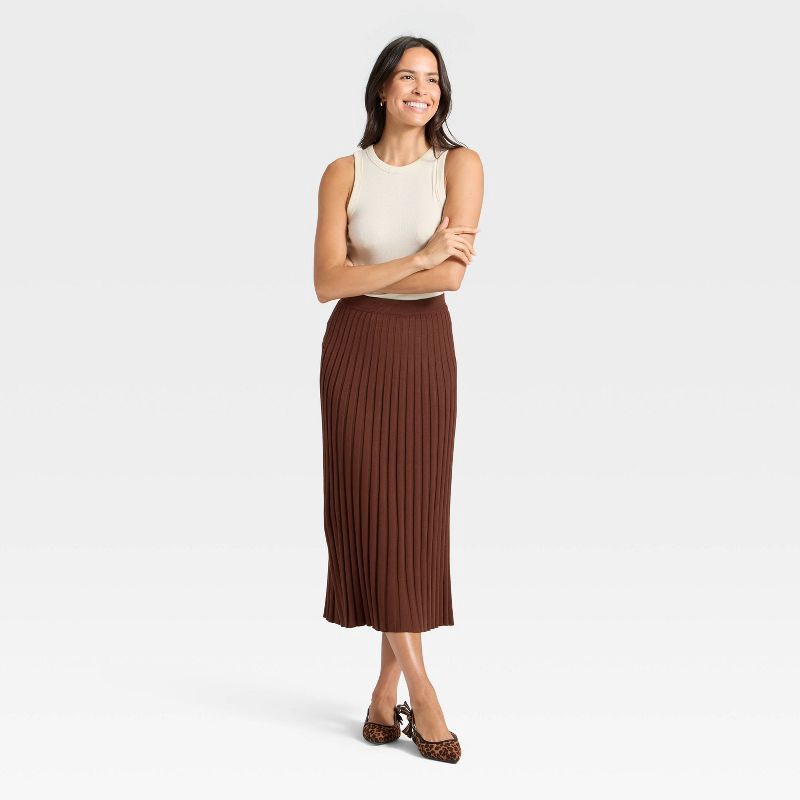 slide 3 of 3, Women's Ribbed Mini Sweater Skirt - A New Day™ Brown XL, 1 ct