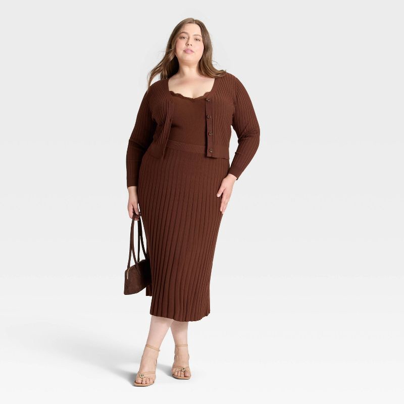 slide 3 of 3, Women's Ribbed Mini Sweater Skirt - A New Day™ Brown XXL, 1 ct