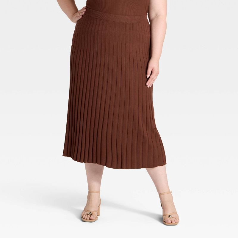 slide 1 of 3, Women's Ribbed Mini Sweater Skirt - A New Day™ Brown XXL, 1 ct