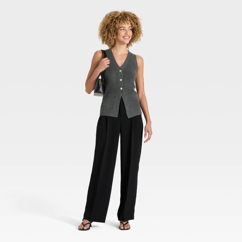 slide 3 of 3, Women's Button Sweater Vest - A New Day™ Charcoal Gray XS, 1 ct