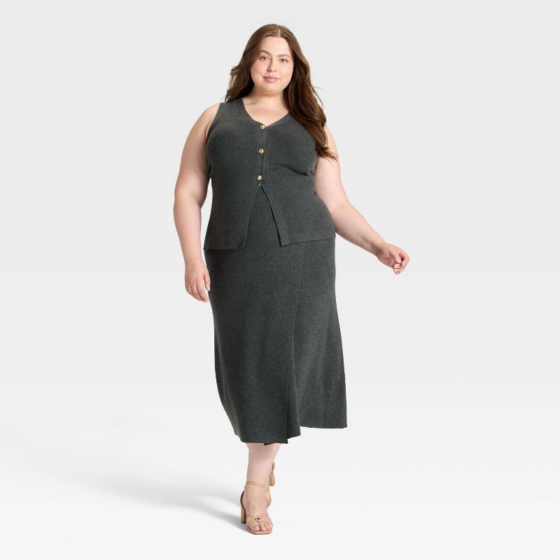 slide 3 of 3, Women's Button Sweater Vest - A New Day™ Charcoal Gray XXL, 1 ct