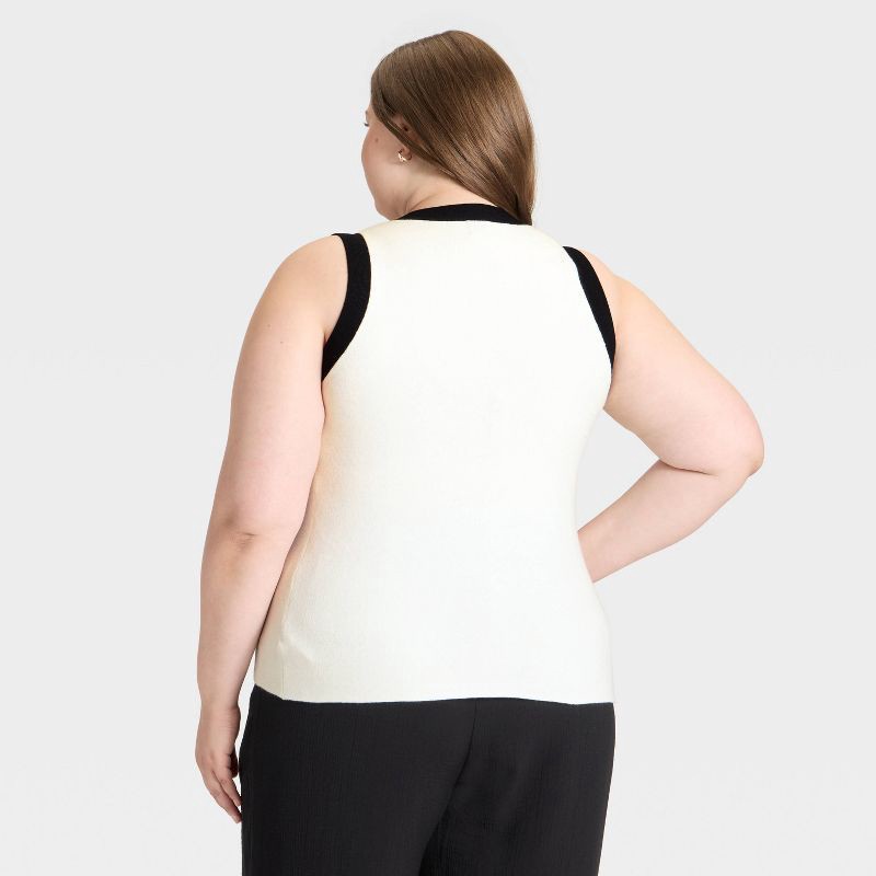 slide 2 of 3, Women's Button Sweater Vest - A New Day™ Cream/Black XXL, 1 ct