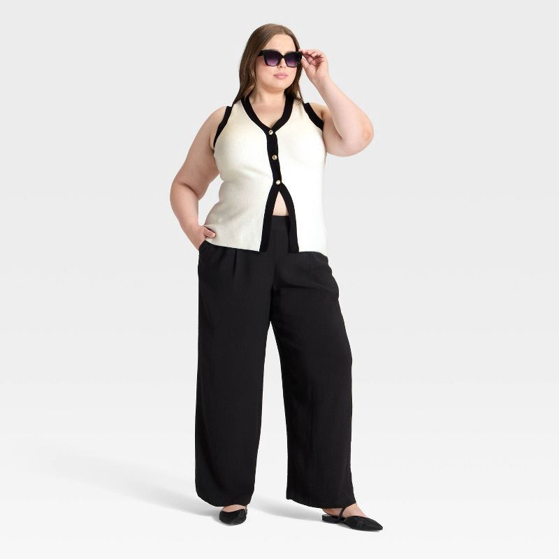 slide 3 of 3, Women's Button Sweater Vest - A New Day™ Cream/Black XXL, 1 ct