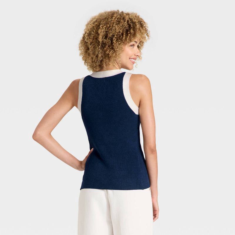 slide 2 of 3, Women's Button Sweater Vest - A New Day™ Navy/Cream XL, 1 ct
