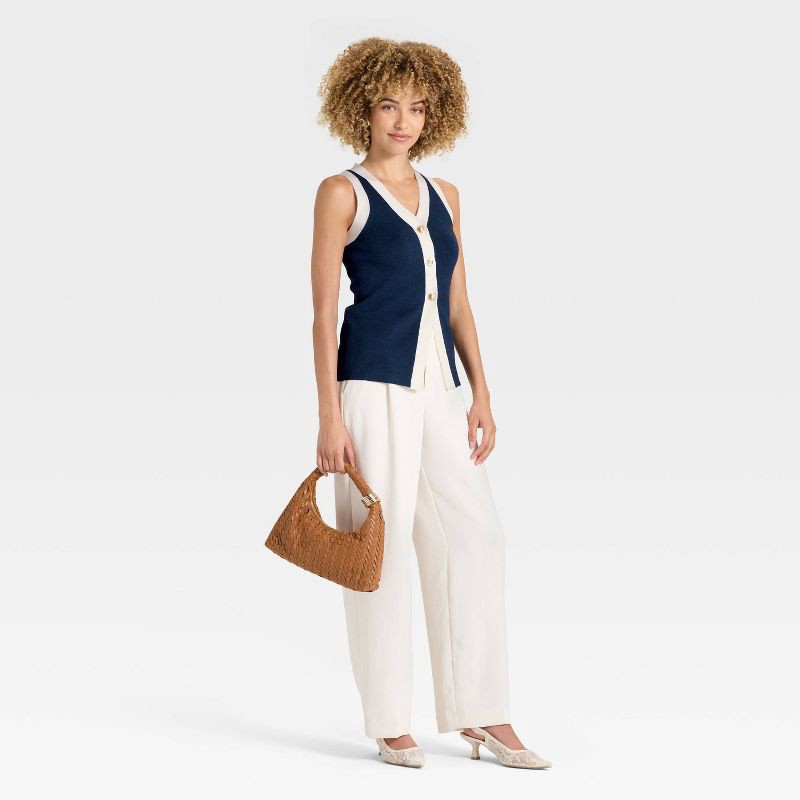 slide 3 of 3, Women's Button Sweater Vest - A New Day™ Navy/Cream XL, 1 ct