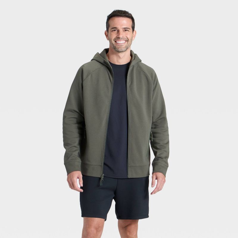 slide 2 of 3, Men's Siro Ponte Full Zip Hooded Sweatshirt - All In Motion™ Green XXL, 1 ct