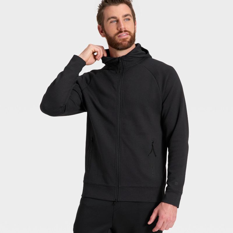 slide 2 of 3, Men's Siro Ponte Full Zip Hooded Sweatshirt - All In Motion™ Black M, 1 ct