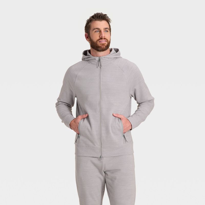slide 3 of 3, Men's Siro Ponte Full Zip Hooded Sweatshirt - All In Motion™ Gray Heather L, 1 ct