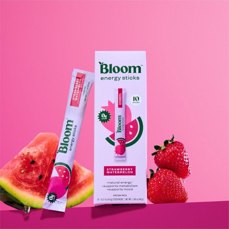 slide 2 of 4, BLOOM NUTRITION Natural Energy Stick Packs - Strawberry Watermelon - 10pk, 10 ct