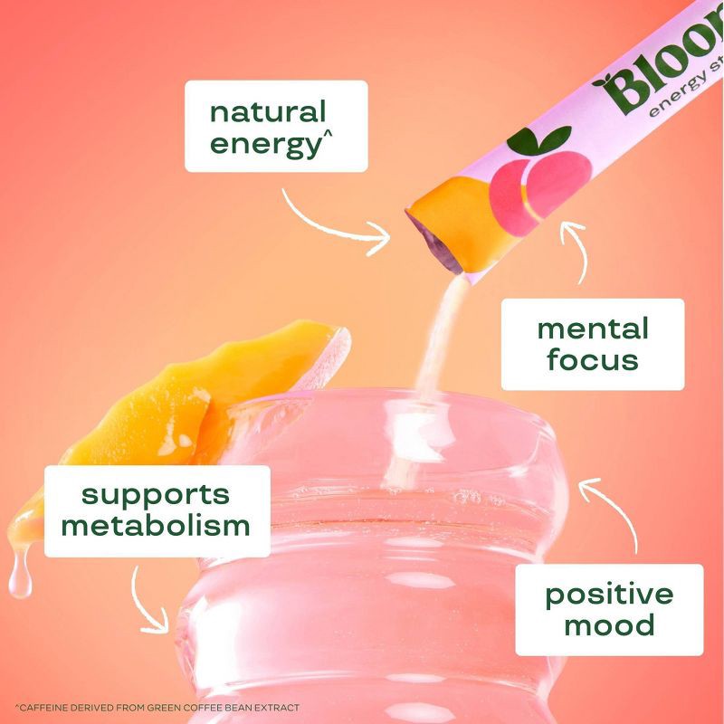 slide 3 of 4, BLOOM NUTRITION Natural Energy Stick Packs - Peach Mango - 10pk, 10 ct
