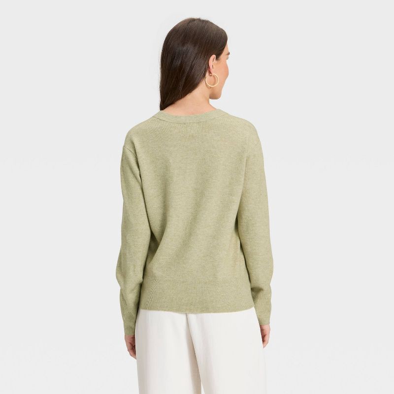 slide 2 of 3, Women's Cozy Knit Relaxed V-Neck Pullover Sweater - A New Day™ Light Green XL, 1 ct