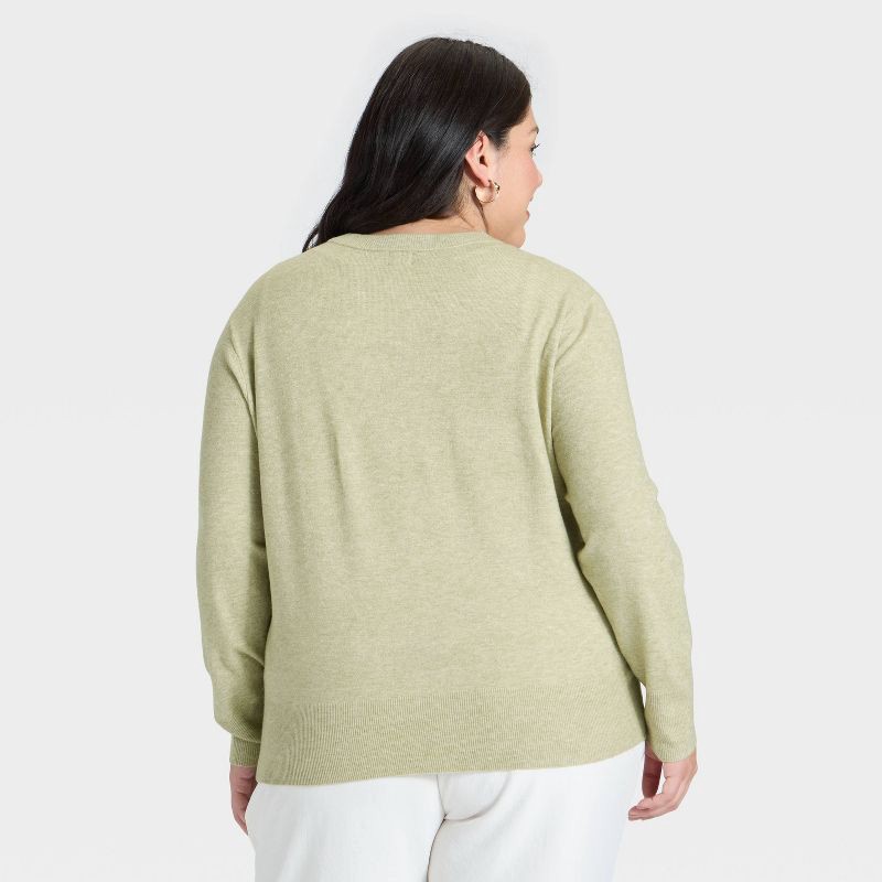 slide 2 of 3, Women's Cozy Knit Relaxed V-Neck Pullover Sweater - A New Day™ Light Green XXL, 1 ct