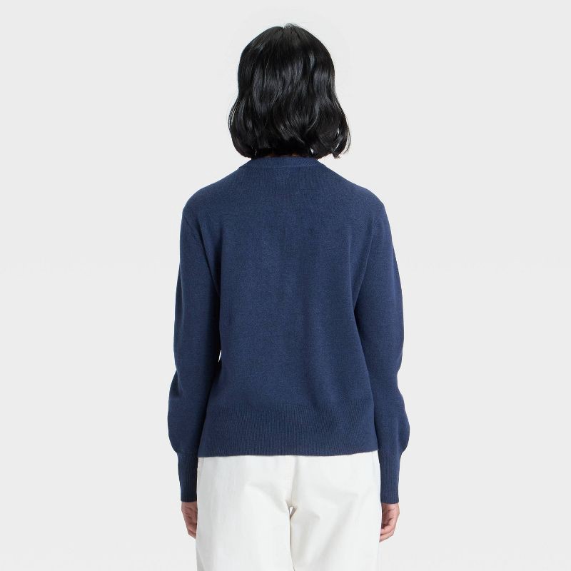 slide 2 of 3, Women's Cozy Knit Relaxed V-Neck Pullover Sweater - A New Day™ Navy XS, 1 ct