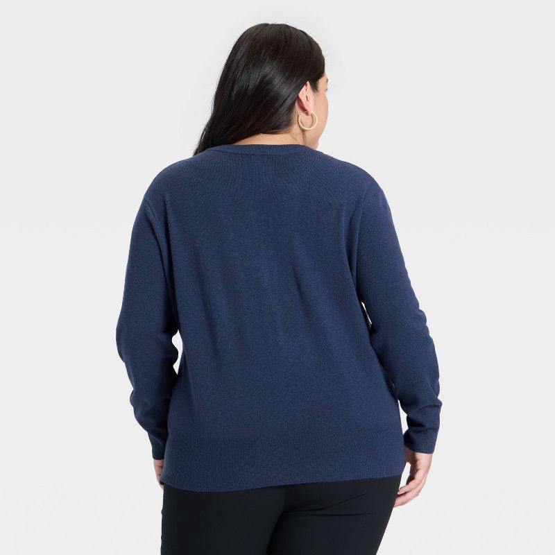 slide 2 of 3, Women's Cozy Knit Relaxed V-Neck Pullover Sweater - A New Day™ Navy XXL, 1 ct
