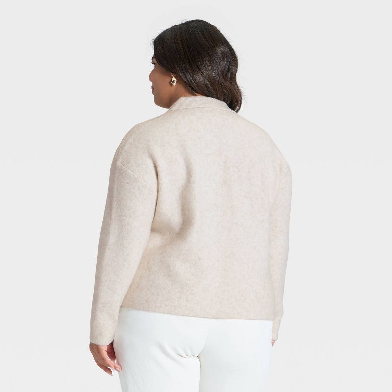 slide 2 of 3, Women's Cozy Knit Polo Sweater - A New Day™ Oatmeal XXL, 1 ct