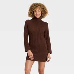 Women's Mini Sweater Dress - A New Day™ Brown L