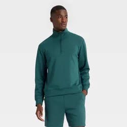 Men's Spacer Half Zip Sweatshirt - All In Motion™ Teal Blue M