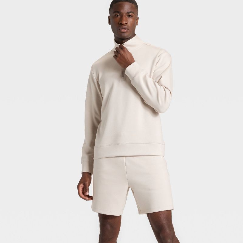 slide 3 of 3, Men's Spacer Half Zip Sweatshirt - All In Motion™ Beige L, 1 ct