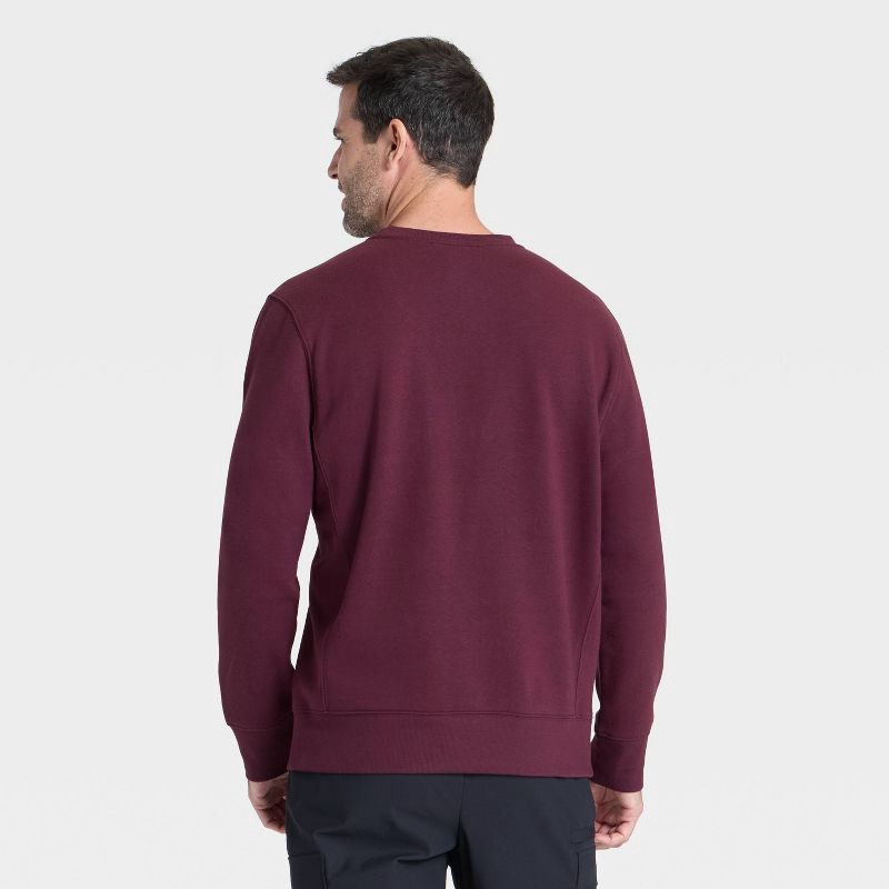 slide 2 of 3, Men's Active Comfort Fleece Crewneck Sweatshirt - All In Motion™ Burgundy S, 1 ct