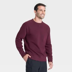 Men's Active Comfort Fleece Crewneck Sweatshirt - All In Motion™ Burgundy M