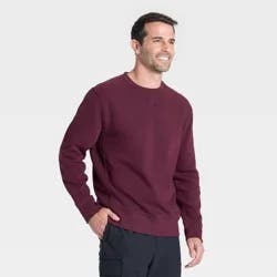 Men's Active Comfort Fleece Crewneck Sweatshirt - All In Motion™ Burgundy M