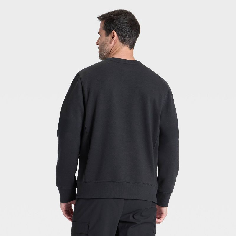 slide 2 of 3, Men's Active Comfort Fleece Crewneck Sweatshirt - All In Motion™ Black S, 1 ct