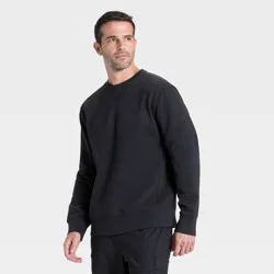 Men's Active Comfort Fleece Crewneck Sweatshirt - All In Motion™ Black S