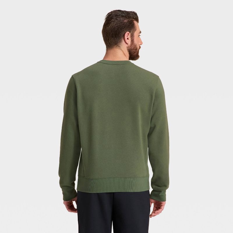 slide 2 of 3, Men's Active Comfort Fleece Crewneck Sweatshirt - All In Motion™ Green S, 1 ct