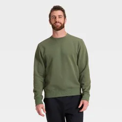 Men's Active Comfort Fleece Crewneck Sweatshirt - All In Motion™ Green S