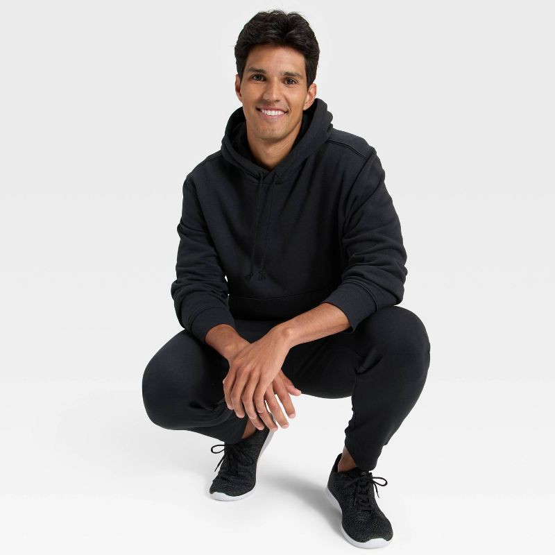 slide 3 of 3, Men's Active Comfort Cotton Fleece Hoodie - All In Motion™ Black XL, 1 ct