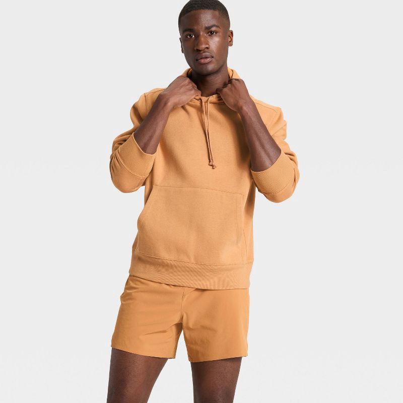 slide 3 of 3, Men's Active Comfort Cotton Fleece Hoodie - All In Motion™ Brown L, 1 ct