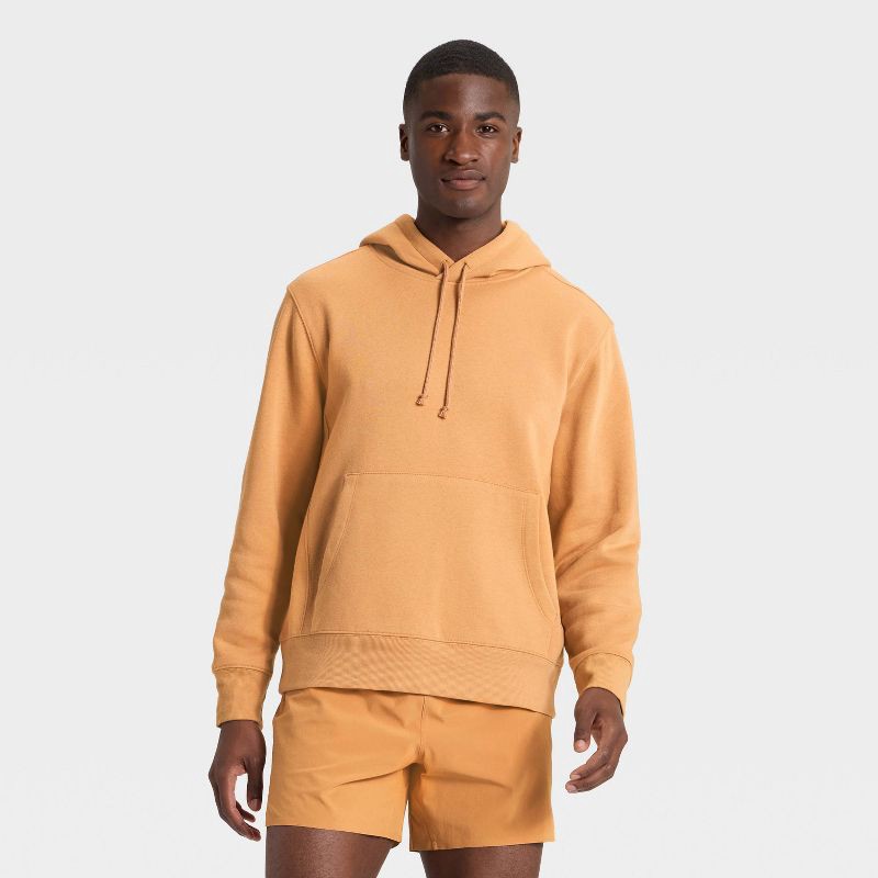 slide 1 of 3, Men's Active Comfort Cotton Fleece Hoodie - All In Motion™ Brown L, 1 ct