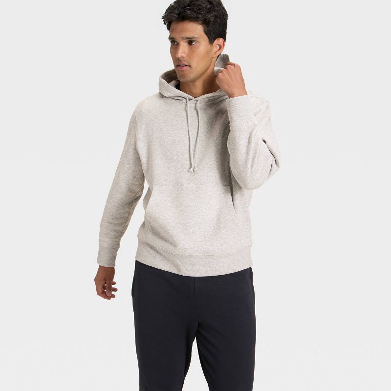 slide 3 of 3, Men's Active Comfort Cotton Fleece Hoodie - All In Motion™ Heather Gray L, 1 ct
