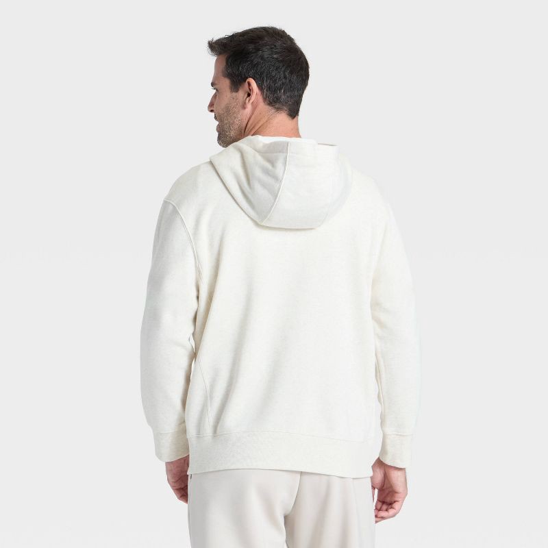 slide 2 of 3, Men's Active Comfort Fleece Full-Zip Sweatshirt - All In Motion™ Oatmeal L, 1 ct