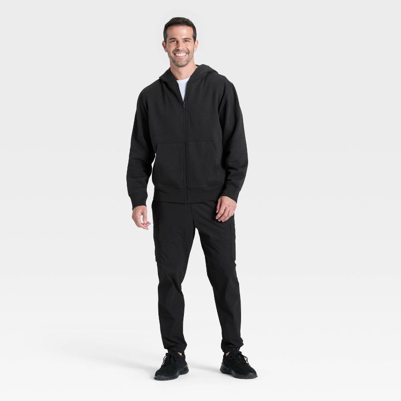 slide 3 of 3, Men's Active Comfort Fleece Full-Zip Sweatshirt - All In Motion™ Black L, 1 ct