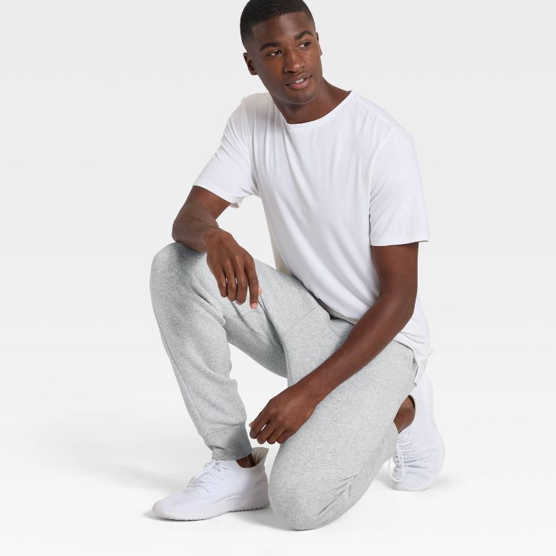 slide 3 of 3, Men's Active Comfort Fleece Jogger Pants - All In Motion™ Heather Gray S, 1 ct