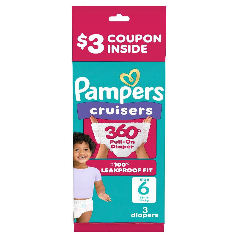 slide 2 of 11, Pampers Cruisers 360 Trial Pack Disposable Diapers - Size 6 - 3ct, 6 x 3 ct