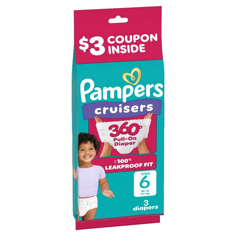 slide 10 of 11, Pampers Cruisers 360 Trial Pack Disposable Diapers - Size 6 - 3ct, 6 x 3 ct