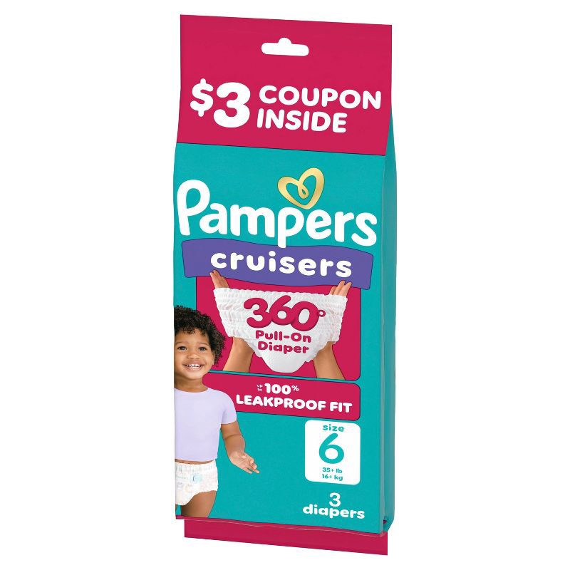 slide 11 of 11, Pampers Cruisers 360 Trial Pack Disposable Diapers - Size 6 - 3ct, 6 x 3 ct