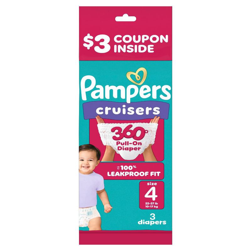 slide 1 of 11, Pampers Cruisers 360 Trial Pack Disposable Diapers - Size 4 - 3ct, 4 x 3 ct