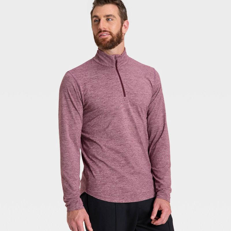 slide 3 of 3, Men's Soft Stretch ½ Zip Top - All In Motion™ Burgundy XL, 1 ct
