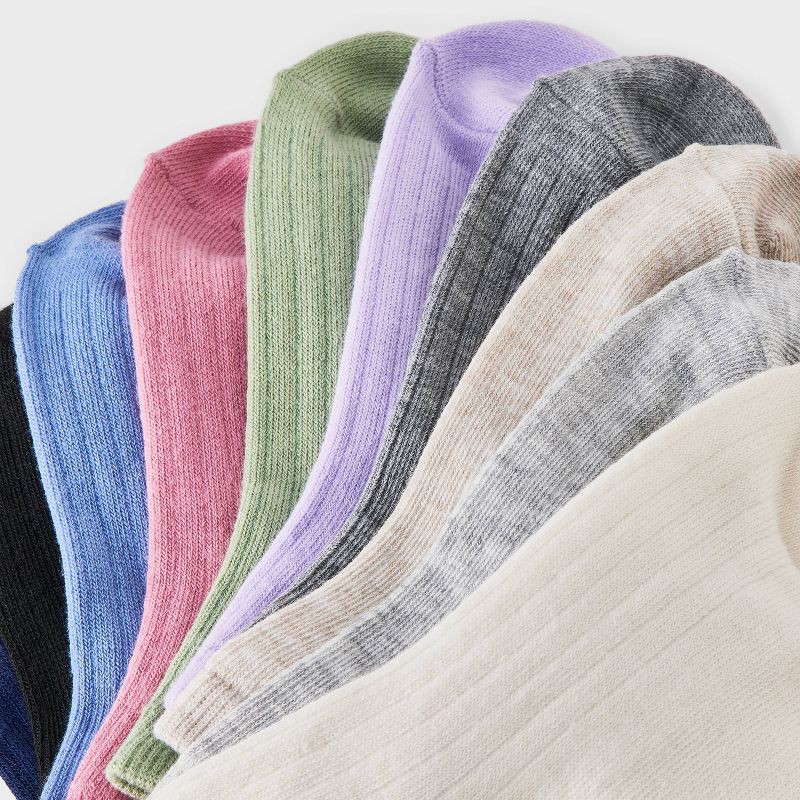 slide 3 of 3, Girls' 10pk Lightweight Ribbed Ankle Socks - Cat & Jack™ M, 10 ct