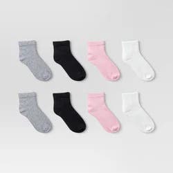 Girls' 8pk Ankle Socks - Dealworthy™ Pink M/L