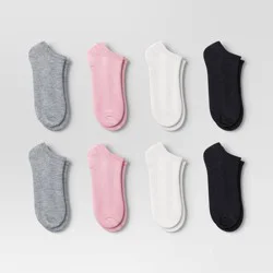 Girls' 8pk Ankle Socks - Dealworthy™ Dark Pink M/L