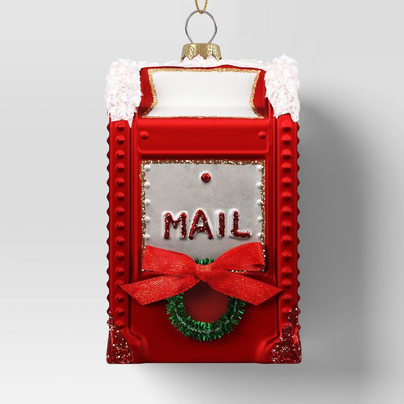 slide 1 of 3, Christmas Glass Mailbox Ornament - Wondershop™, 1 ct