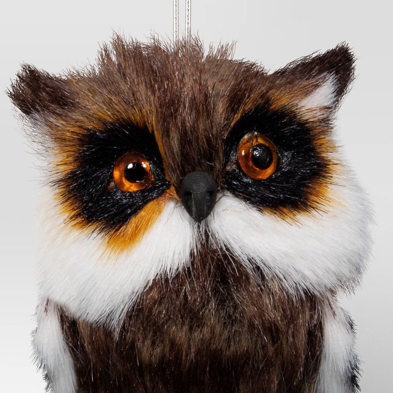 slide 3 of 3, 3.5" Christmas Faux Fur Animals Owl - Wondershop™, 1 ct