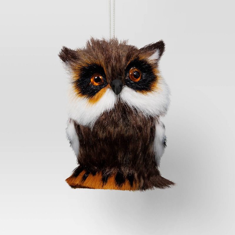 slide 1 of 3, 3.5" Christmas Faux Fur Animals Owl - Wondershop™, 1 ct