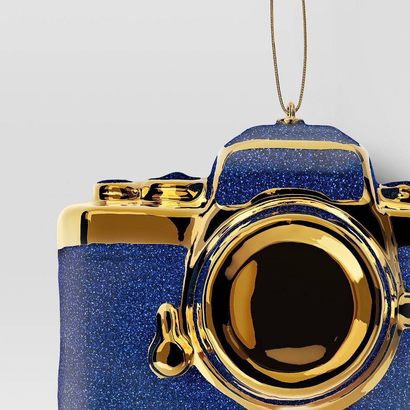 slide 3 of 3, Christmas Blue Glass Camera Ornament - Wondershop™, 1 ct