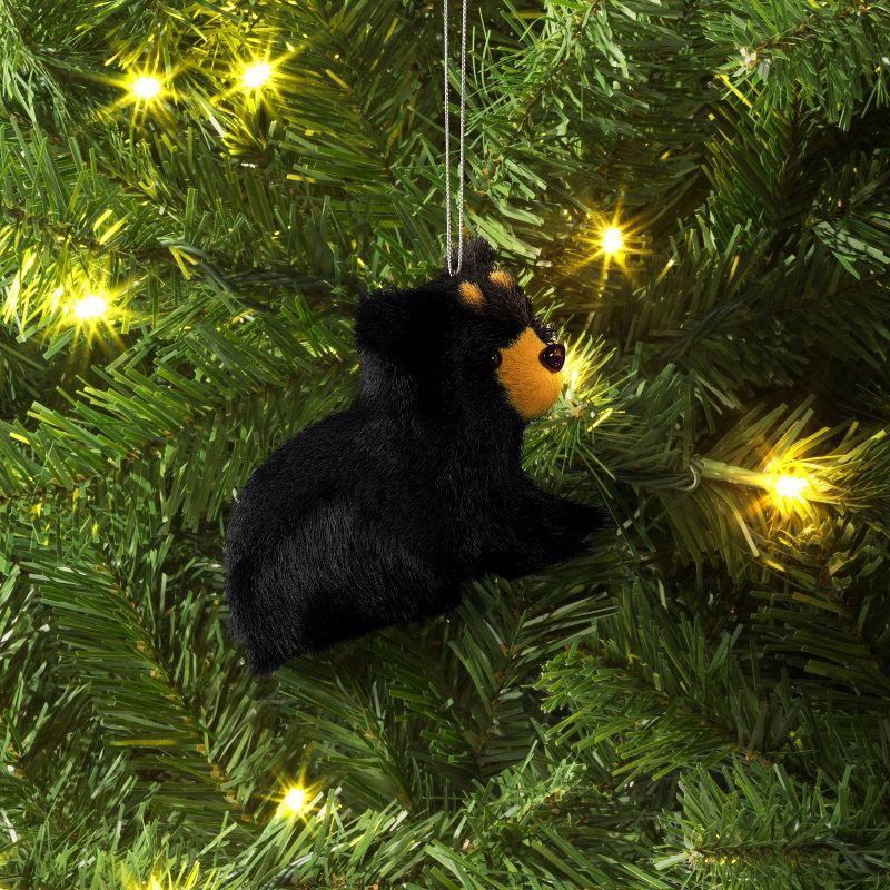 slide 2 of 3, 3.5" Christmas Faux Fur Animals Black Bear - Wondershop™, 1 ct